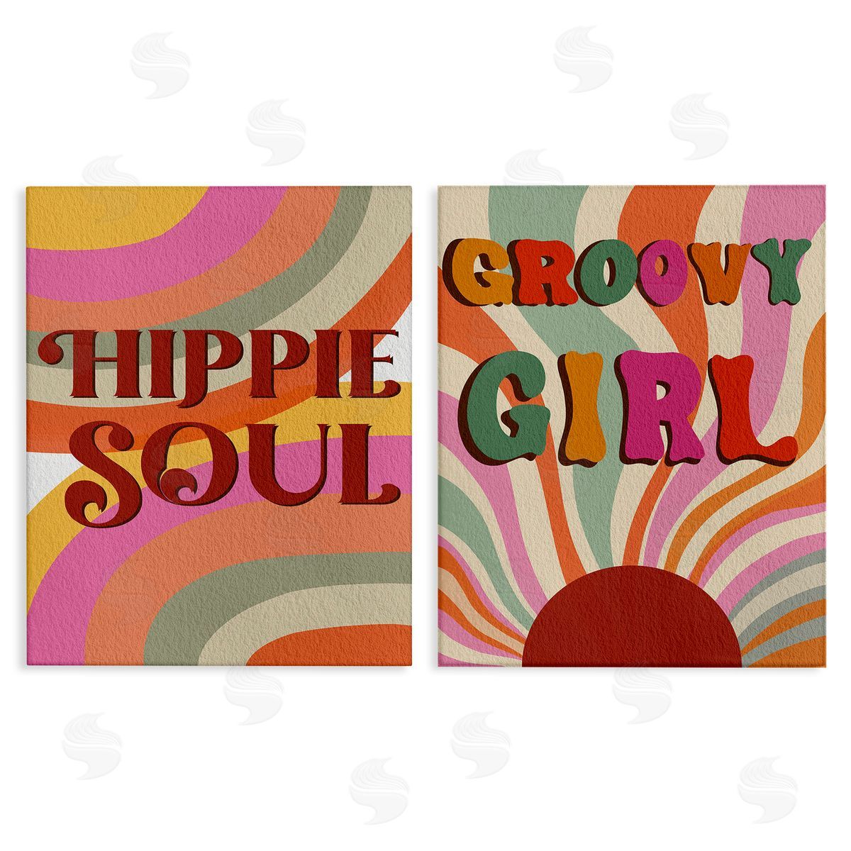 Regina Moore Groovy Striped Phrases Canvas Wall Art Print
