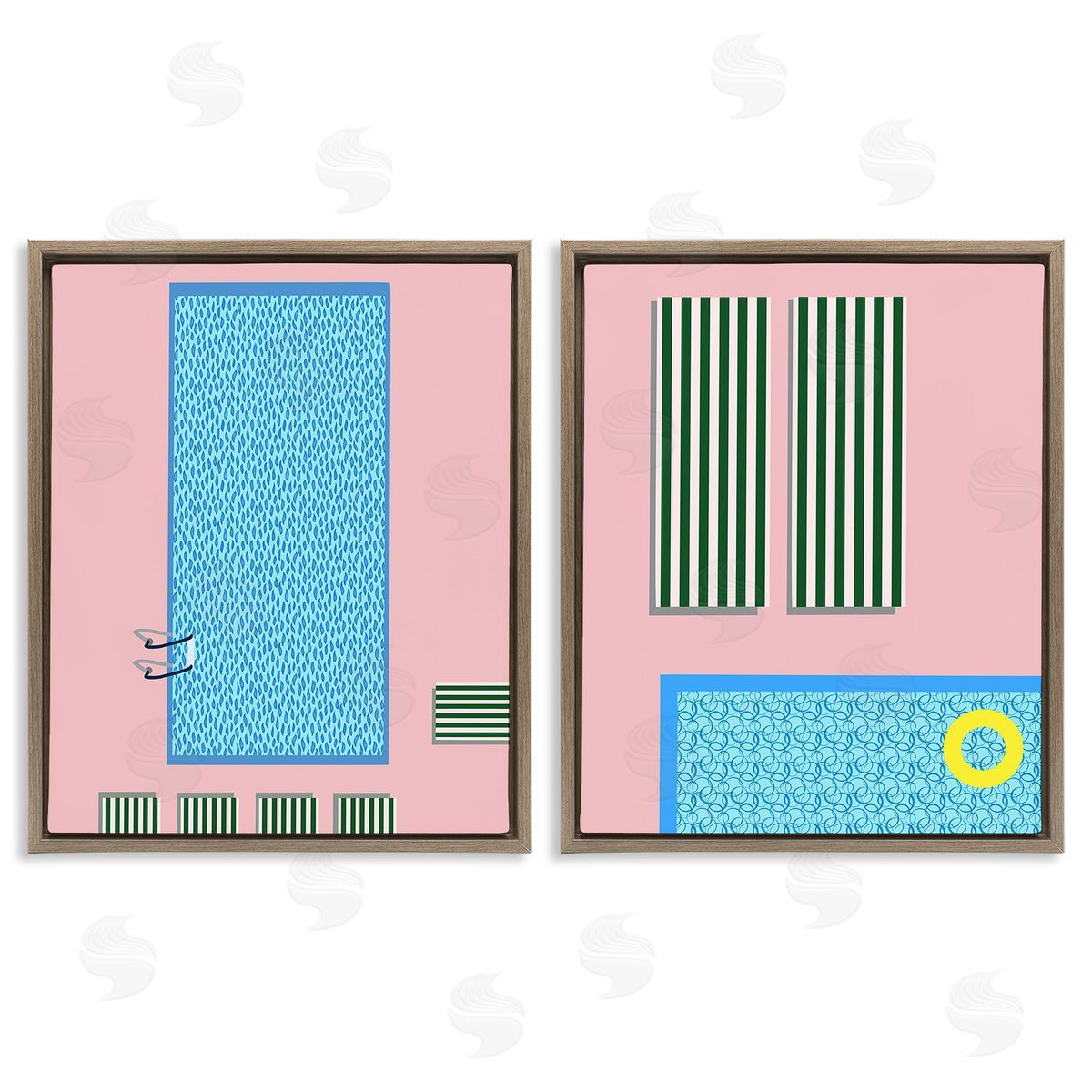 Regina Moore Modern Swimming Pool Brown Floating Frame Canvas Wall Art Print