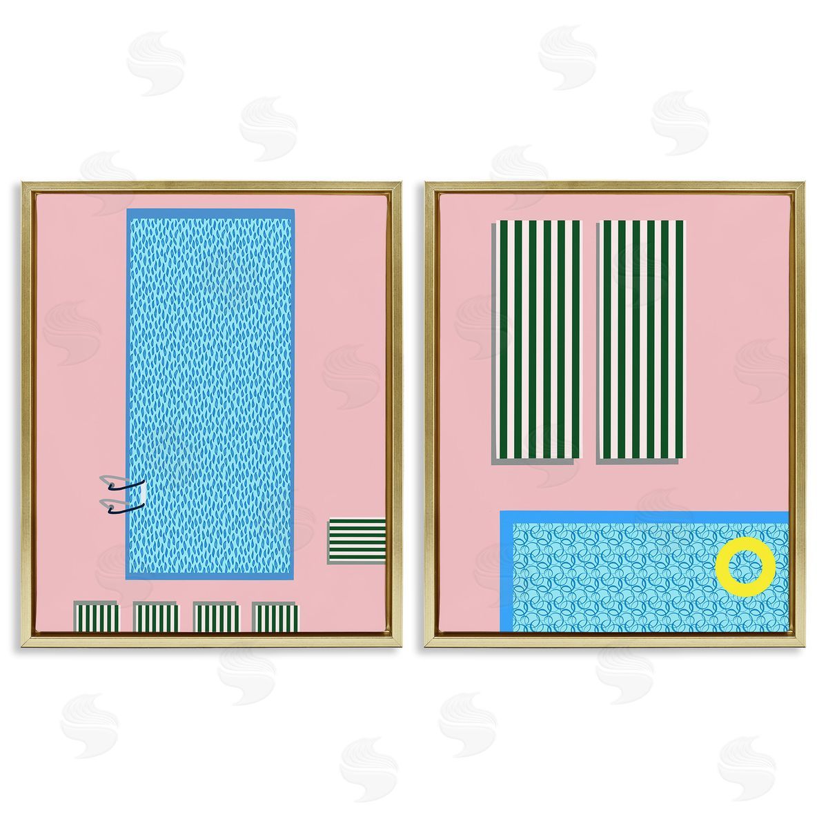 Regina Moore Modern Swimming Pool Gold Floating Frame Canvas Wall Art Print