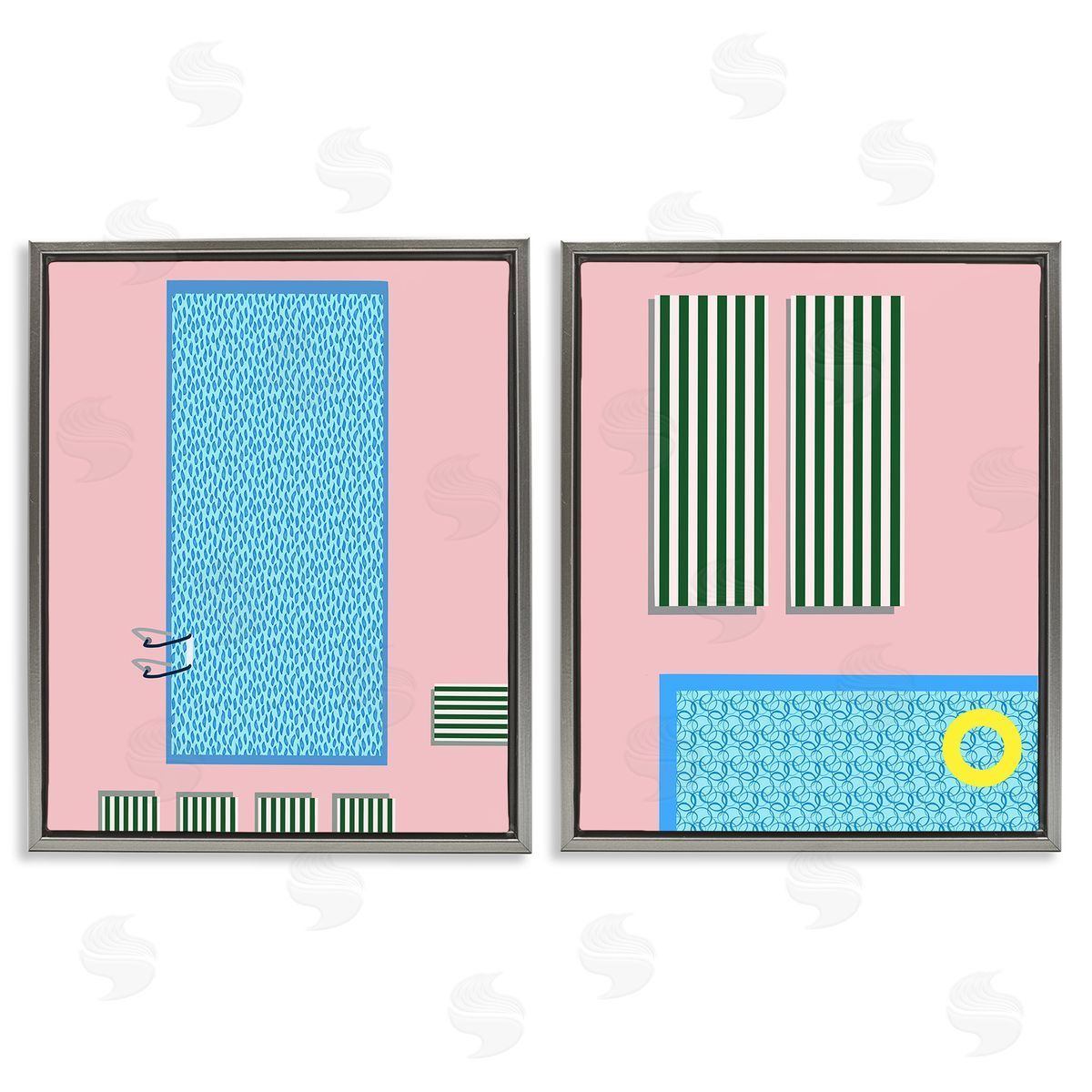 Regina Moore Modern Swimming Pool Gray Floating Frame Canvas Wall Art Print