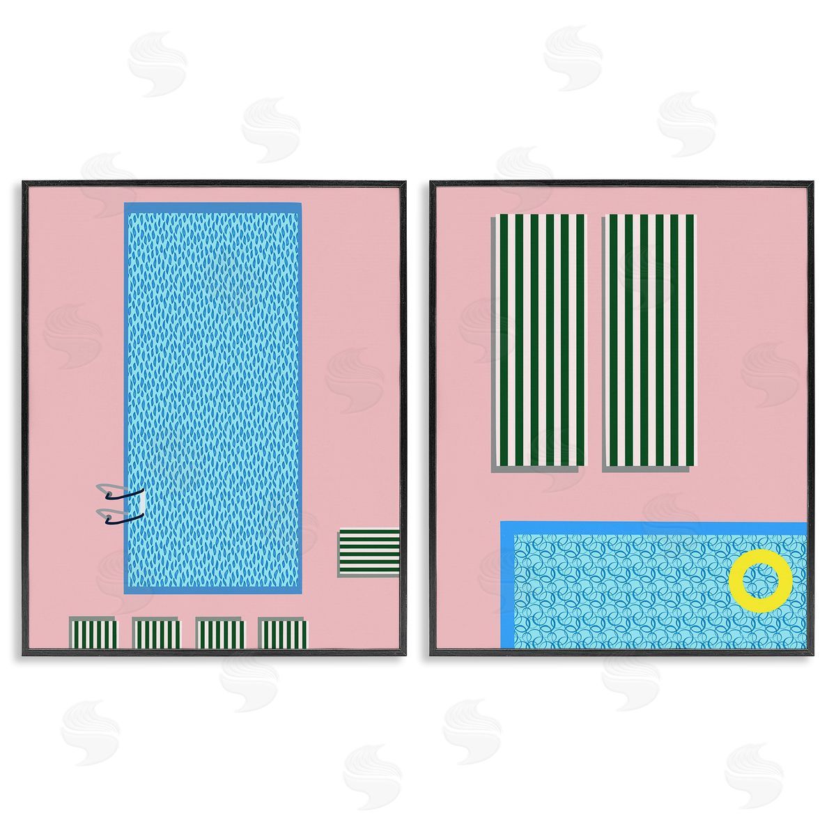 Regina Moore Modern Swimming Pool Black Framed Giclee Wall Art Print