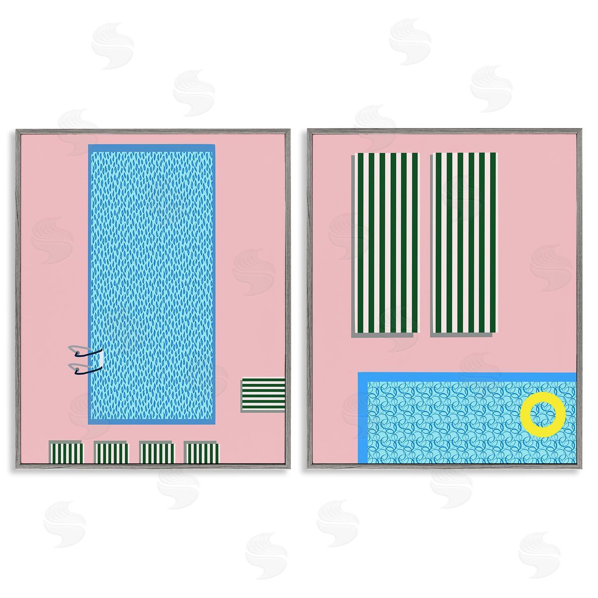 Regina Moore Modern Swimming Pool Gray Framed Giclee Wall Art Print
