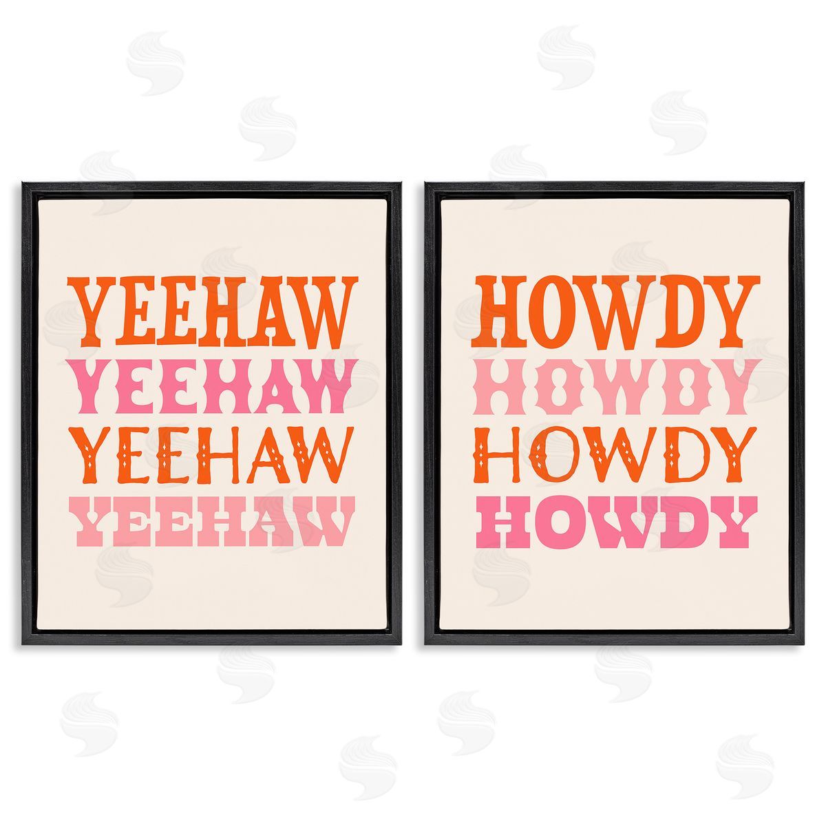 Victoria Barnes Yeehaw & Howdy Typography Black Floating Frame Canvas Wall Art Print