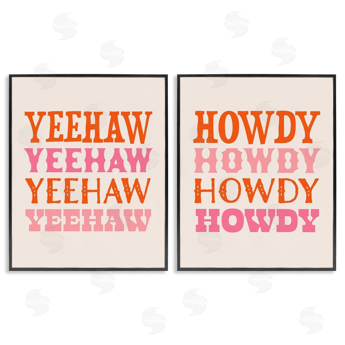 Victoria Barnes Yeehaw & Howdy Typography Black Framed Giclee Wall Art Print