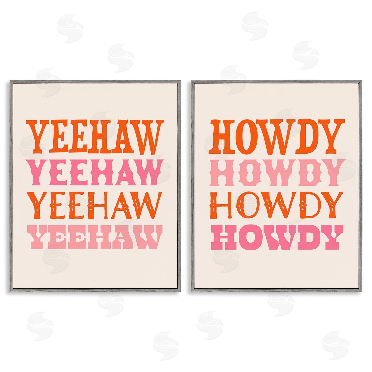Victoria Barnes Yeehaw & Howdy Typography Gray Framed Giclee Wall Art Print