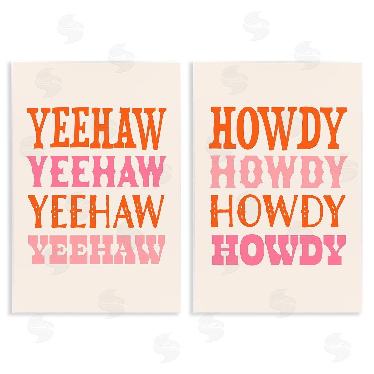 Victoria Barnes Yeehaw & Howdy Typography Wooden Wall Plaque Art Print