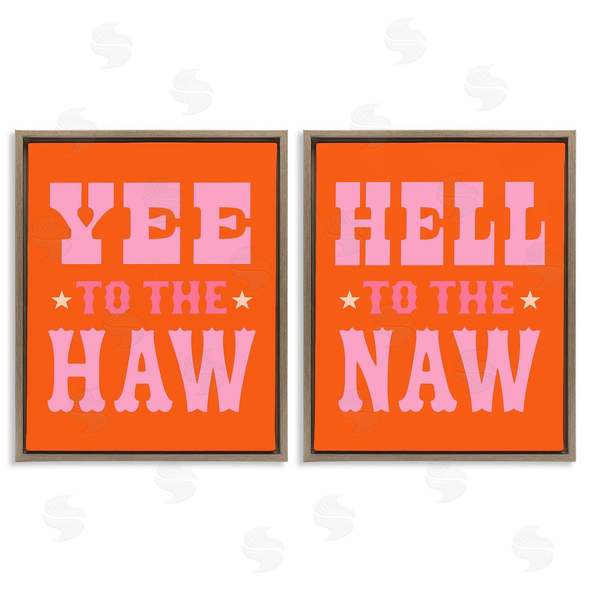Victoria Barnes Funny Cowgirl Phrases Brown Floating Frame Canvas Wall Art Print