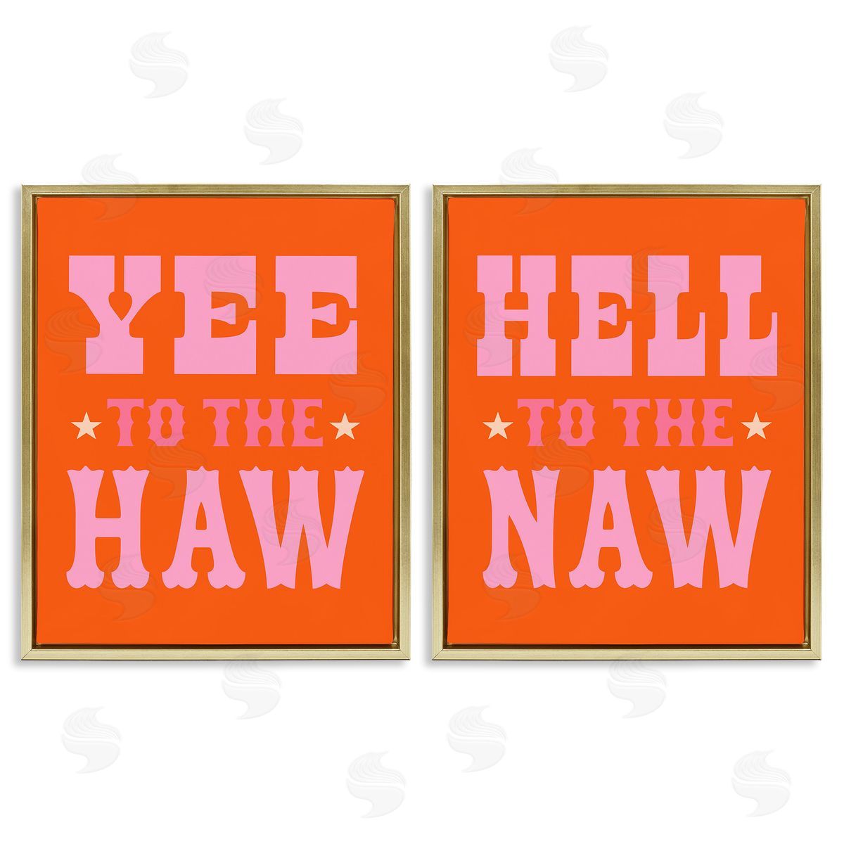 Victoria Barnes Funny Cowgirl Phrases Gold Floating Frame Canvas Wall Art Print