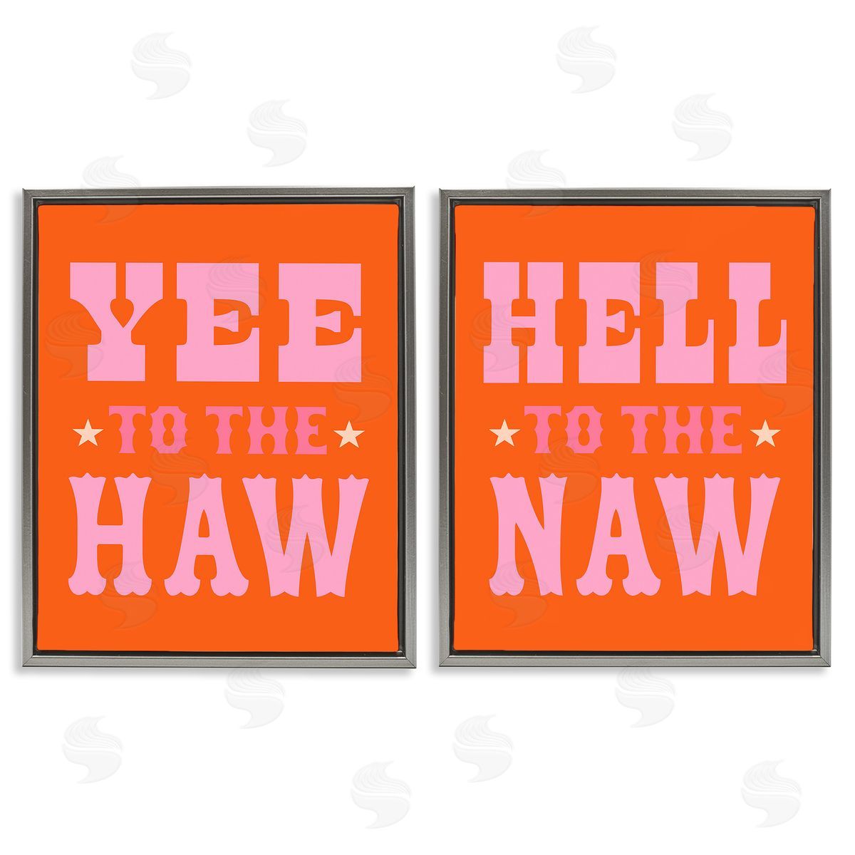 Victoria Barnes Funny Cowgirl Phrases Gray Floating Frame Canvas Wall Art Print