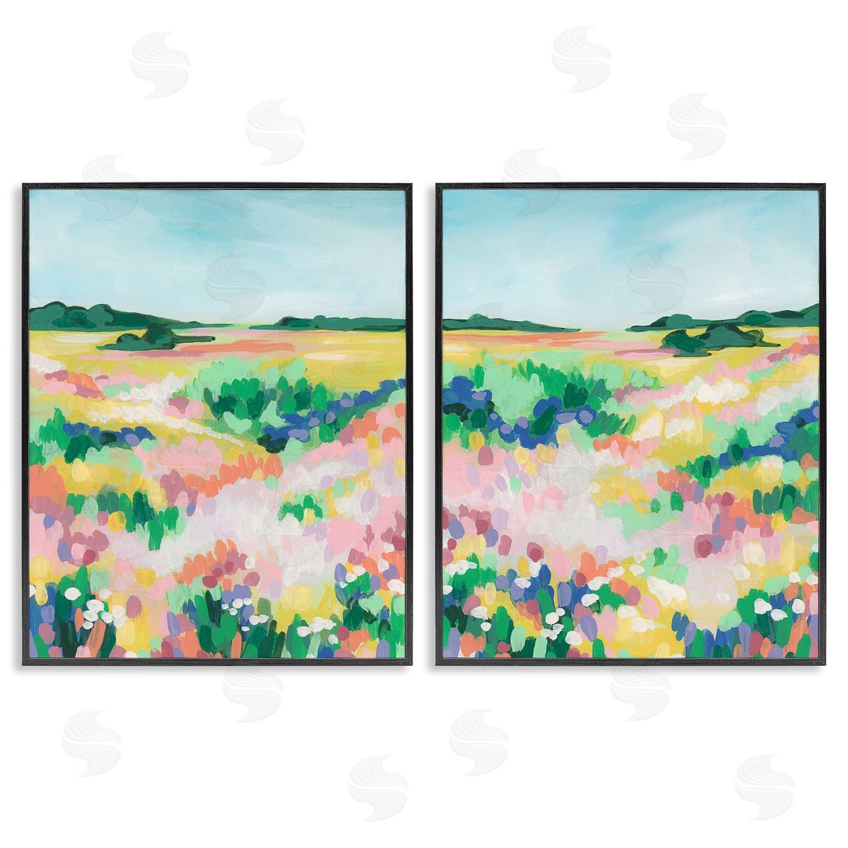 June Erica Vess Modern Country Meadow Black Framed Giclee Wall Art Print
