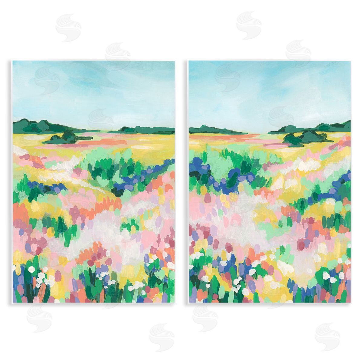 June Erica Vess Modern Country Meadow Wooden Wall Plaque Art Print