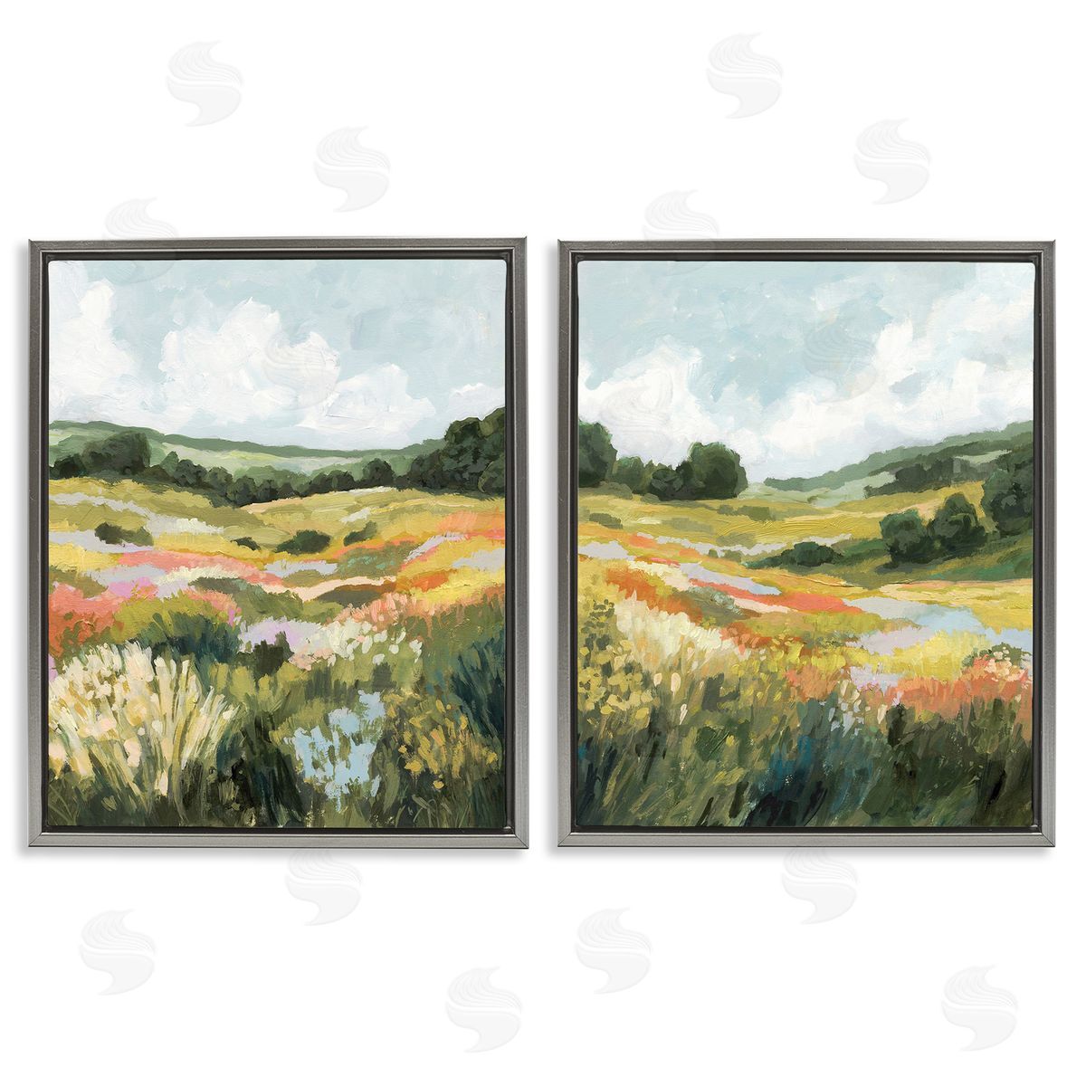 Victoria Barnes Vast Meadow Painting Gray Floating Frame Canvas Wall Art Print