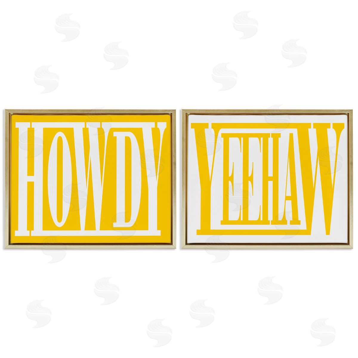 Grace Popp Yellow Howdy & Yeehaw Gold Floating Frame Canvas Wall Art Print