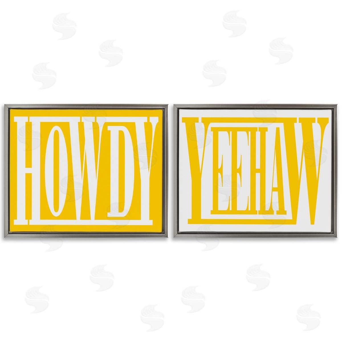 Grace Popp Yellow Howdy & Yeehaw Gray Floating Frame Canvas Wall Art Print