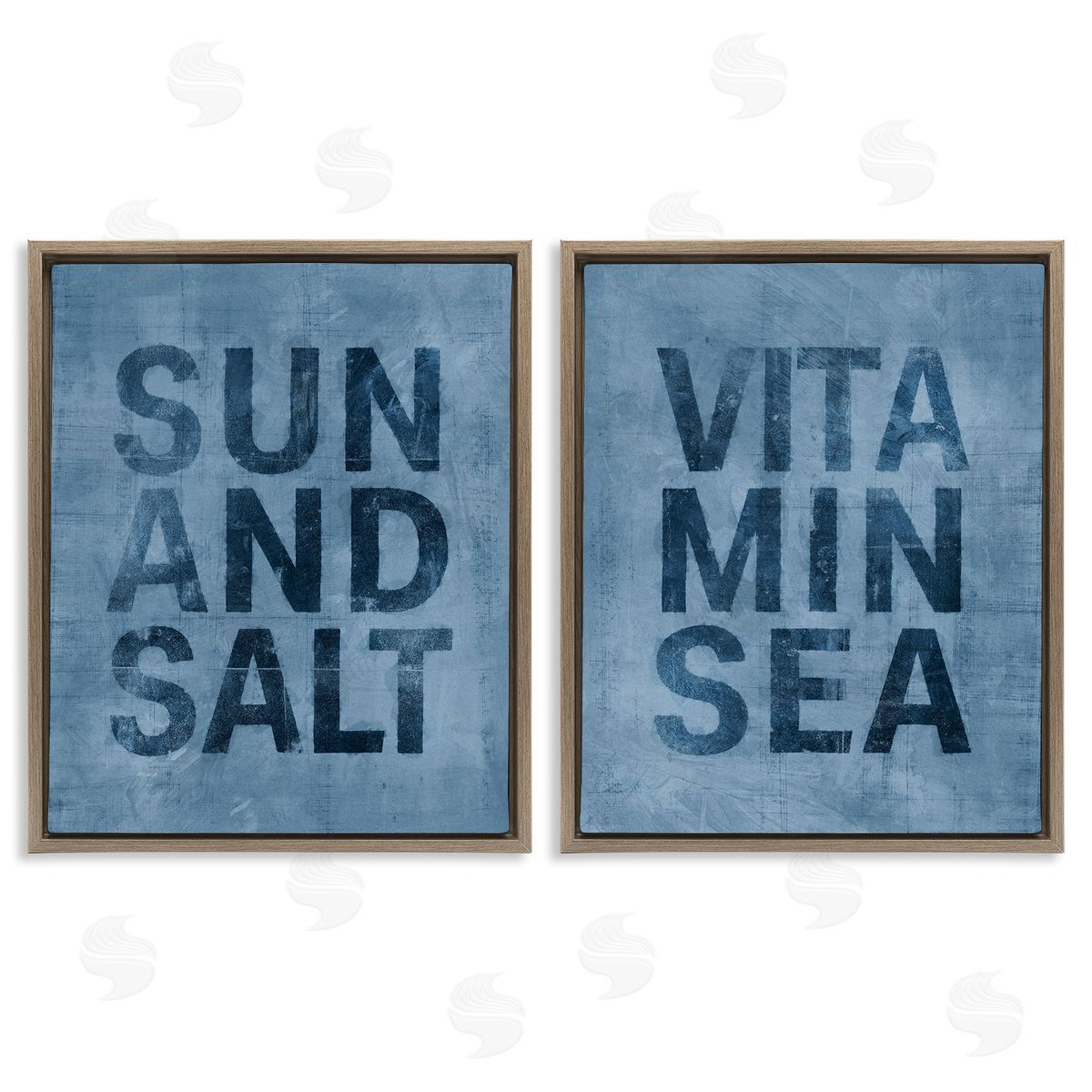 Victoria Barnes Summer Beachy Phrases Brown Floating Frame Canvas Wall Art Print