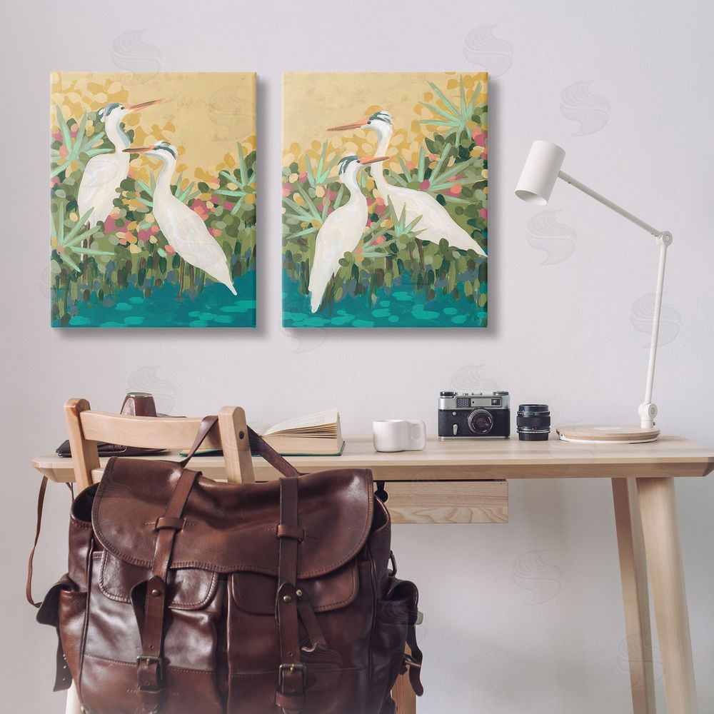 June Erica Vess Birds & Pond Botanicals Canvas Wall Art Print in Room