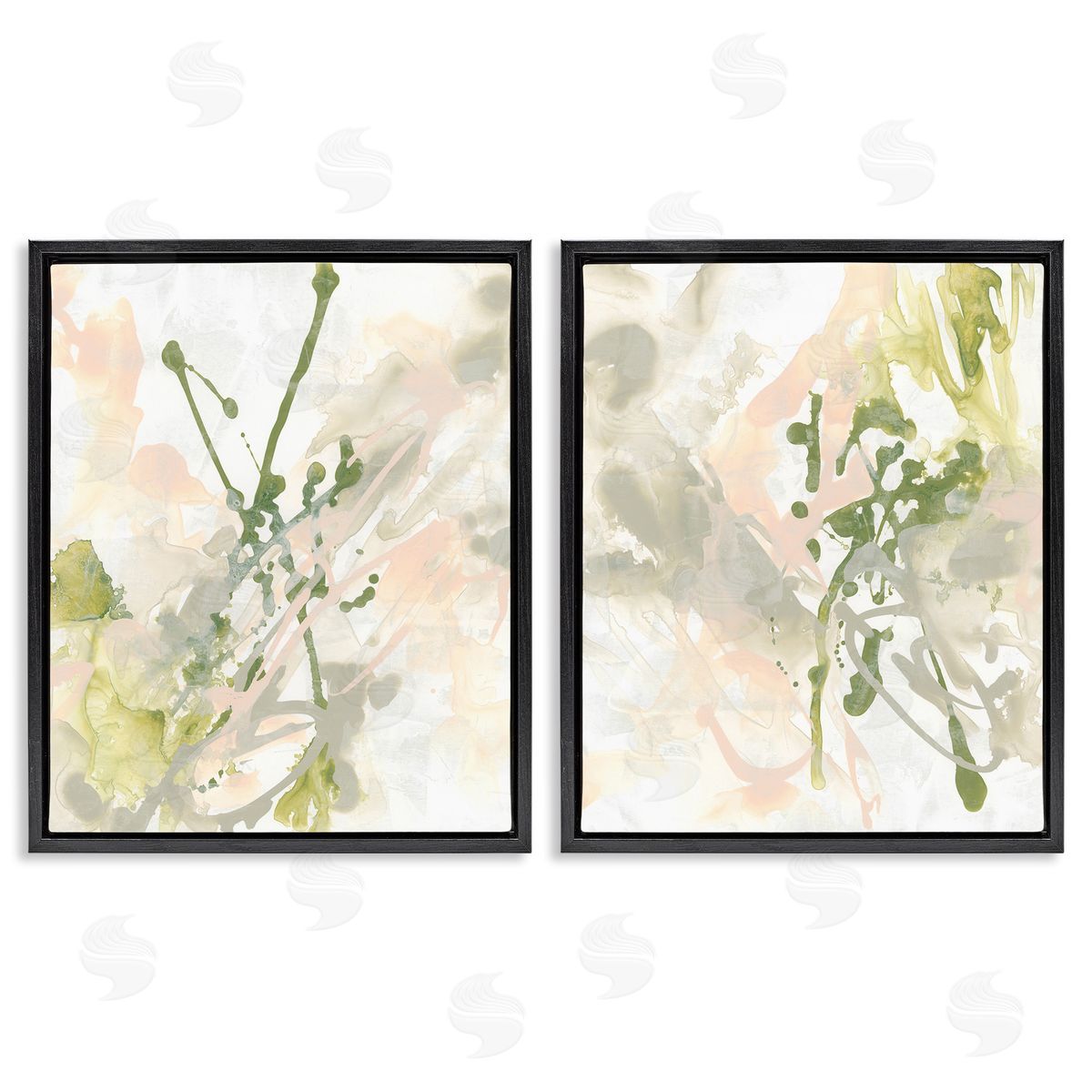 June Erica Vess Subtle Pastel Splatter Black Floating Frame Canvas Wall Art Print