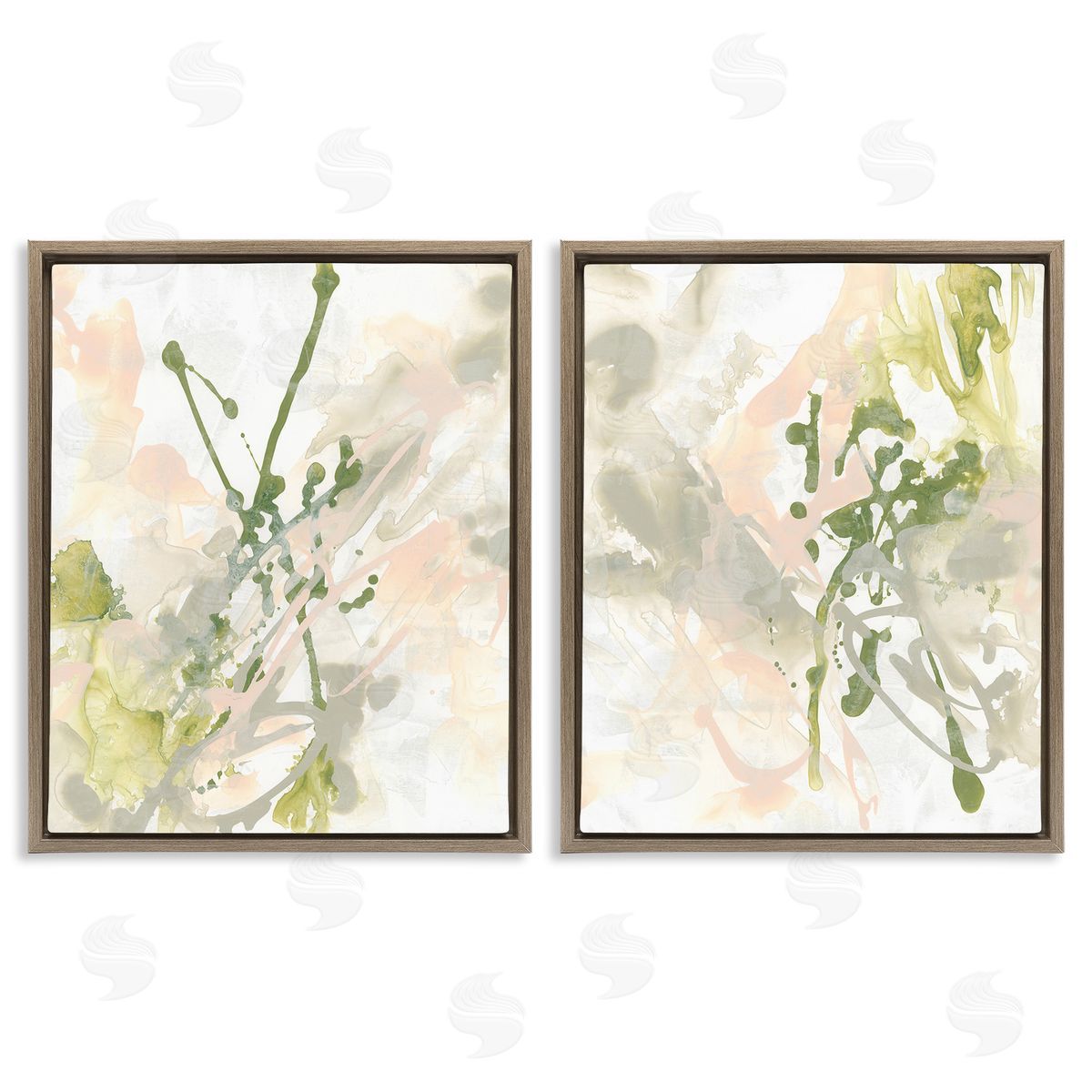 June Erica Vess Subtle Pastel Splatter Brown Floating Frame Canvas Wall Art Print