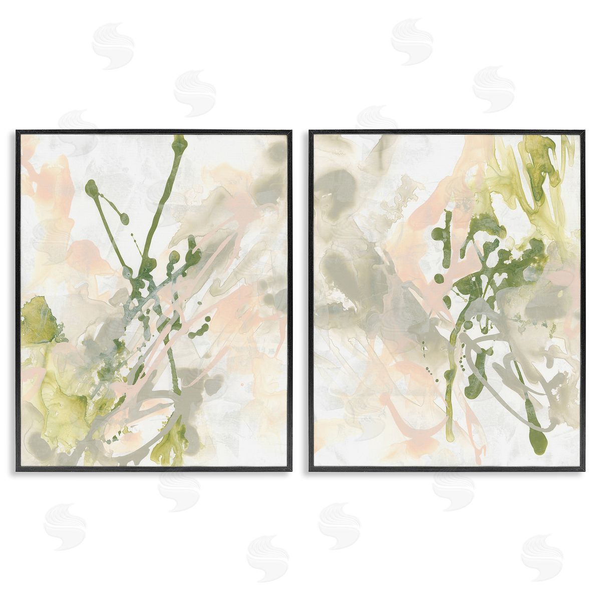 June Erica Vess Subtle Pastel Splatter Black Framed Giclee Wall Art Print