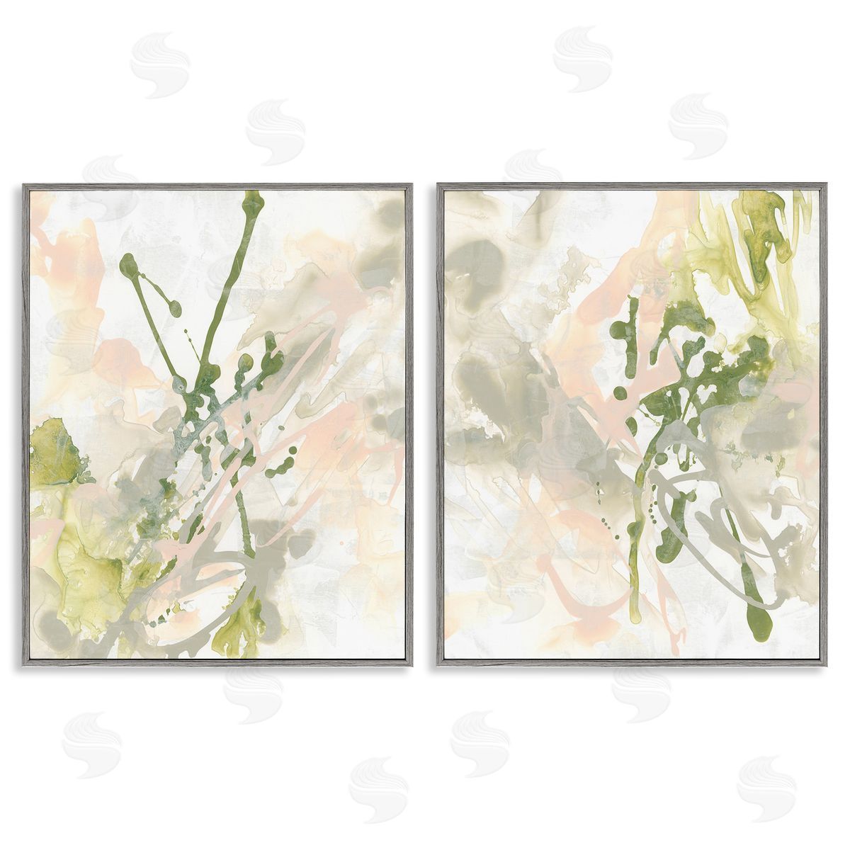 June Erica Vess Subtle Pastel Splatter Gray Framed Giclee Wall Art Print