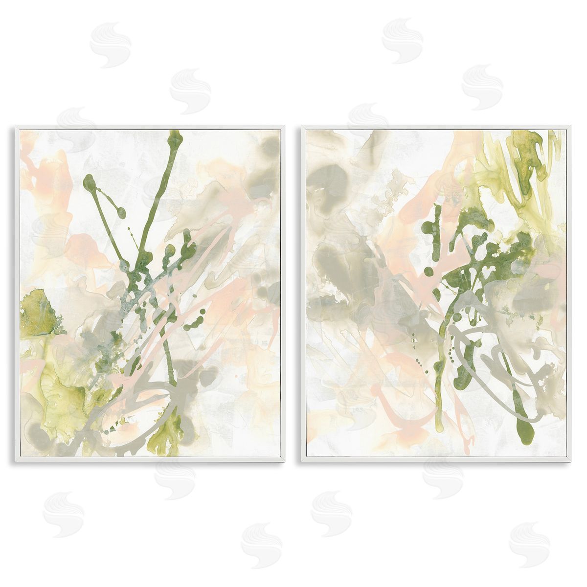 June Erica Vess Subtle Pastel Splatter White Framed Giclee Wall Art Print