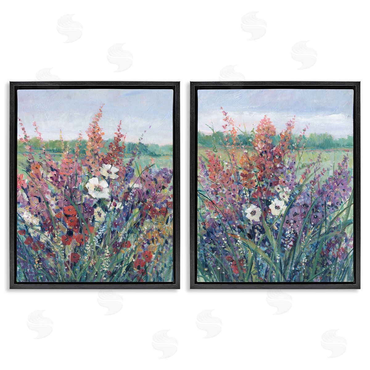 Tim O'Toole Blooming Meadow Plants Black Floating Frame Canvas Wall Art Print
