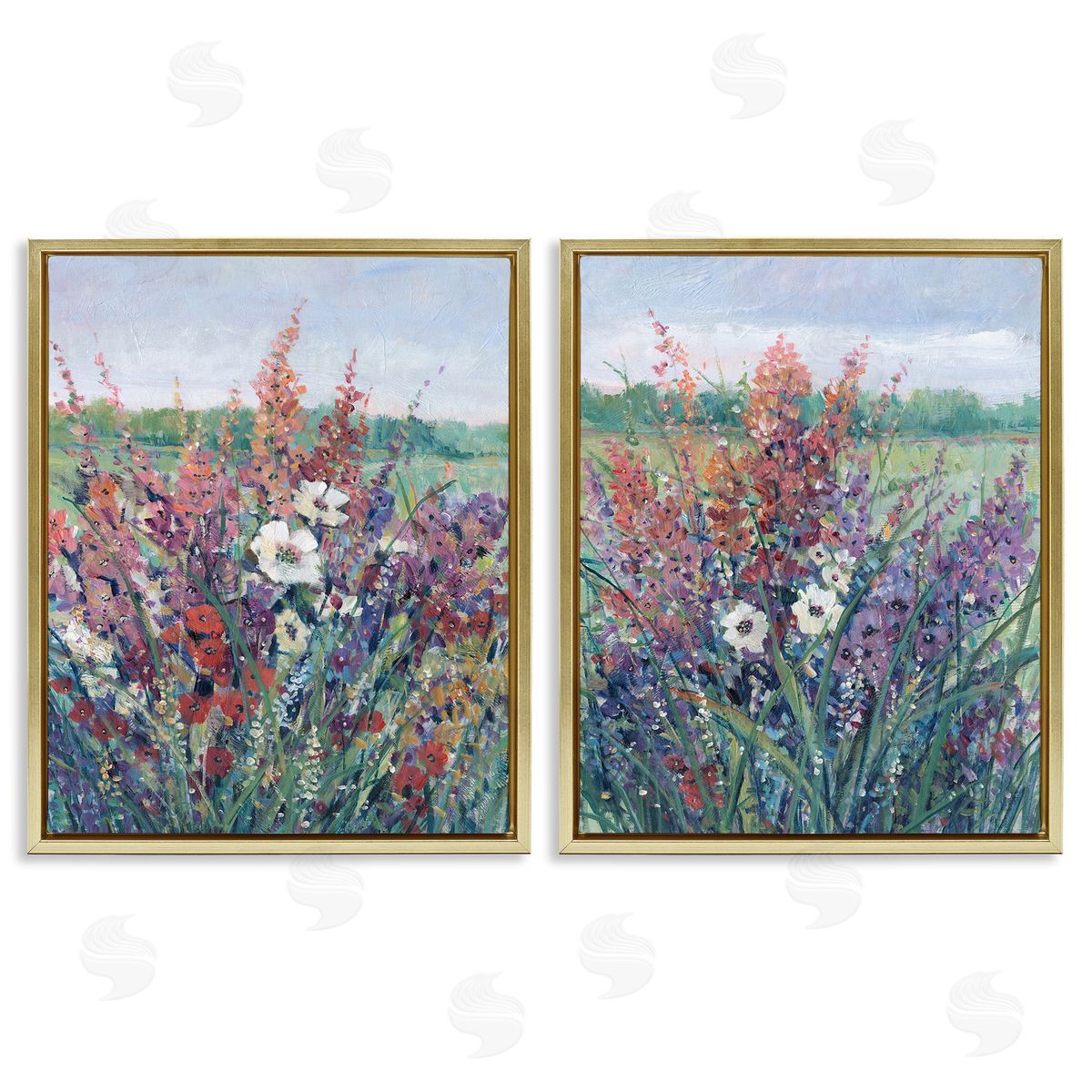 Tim O'Toole Blooming Meadow Plants Gold Floating Frame Canvas Wall Art Print