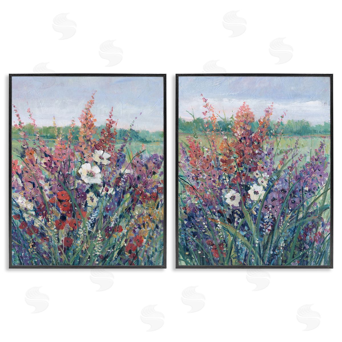 Tim O'Toole Blooming Meadow Plants Black Framed Giclee Wall Art Print