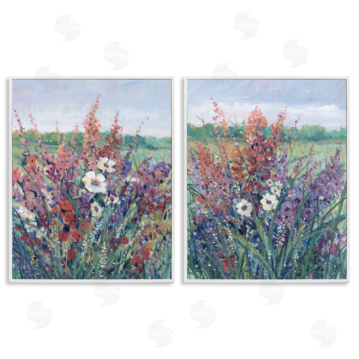 Tim O'Toole Blooming Meadow Plants White Framed Giclee Wall Art Print