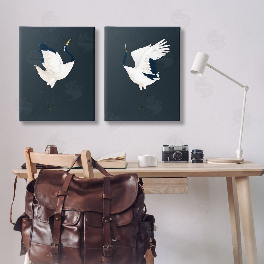 Grace Popp Traditional Cranes Dance Canvas Wall Art Print in Room