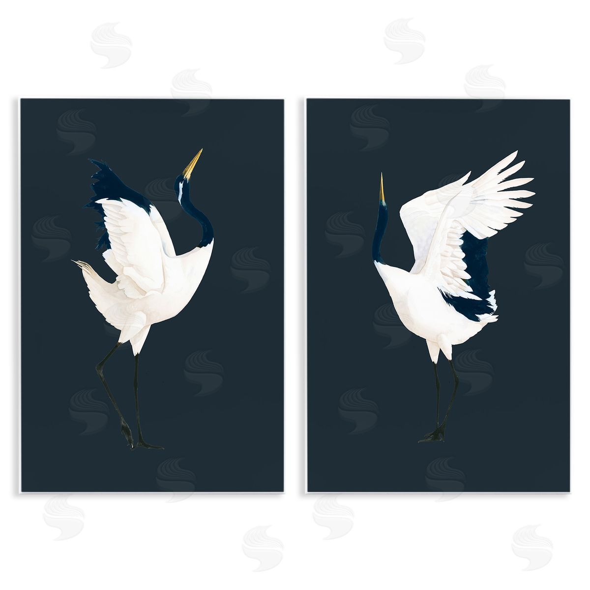 Grace Popp Traditional Cranes Dance Wooden Wall Plaque Art Print