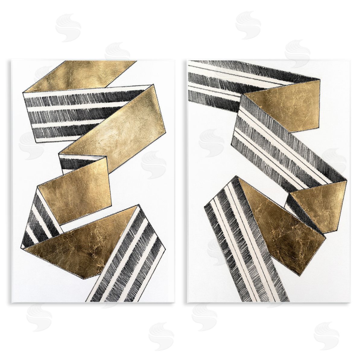 Vanna Lam Cascading Patterned Ribbon Wooden Wall Plaque Art Print