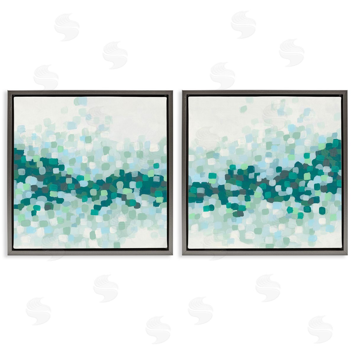 June Erica Vess Abstract Speckled Horizon Gray Floating Frame Canvas Wall Art Print