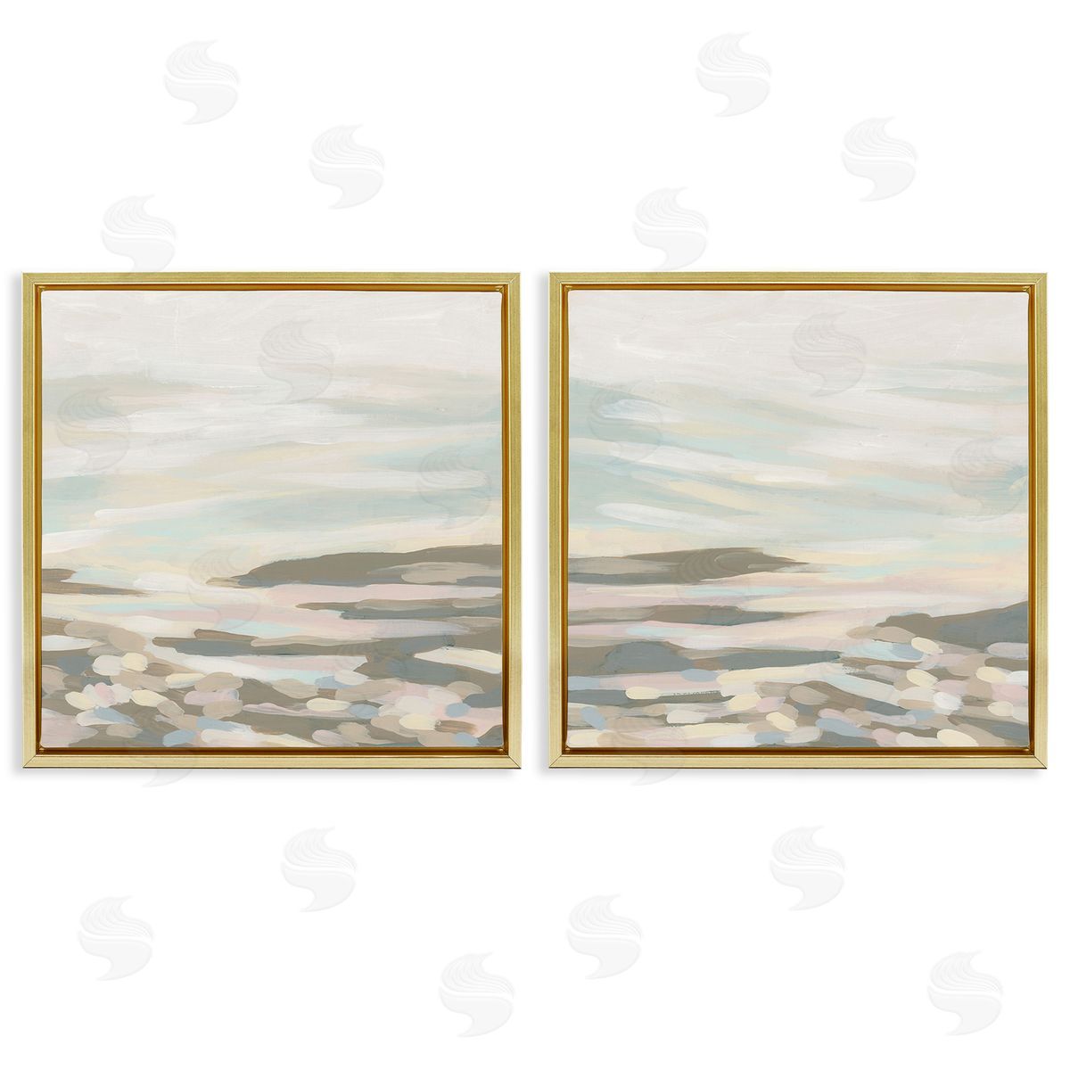 June Erica Vess Brushed Desert Landscape Gold Floating Frame Canvas Wall Art Print