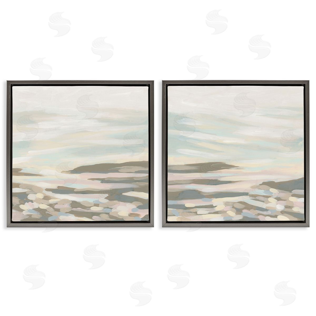June Erica Vess Brushed Desert Landscape Gray Floating Frame Canvas Wall Art Print