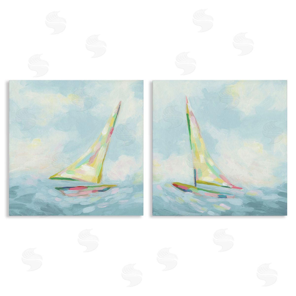 June Erica Vess Sailboats with Sea Waves Canvas Wall Art Print