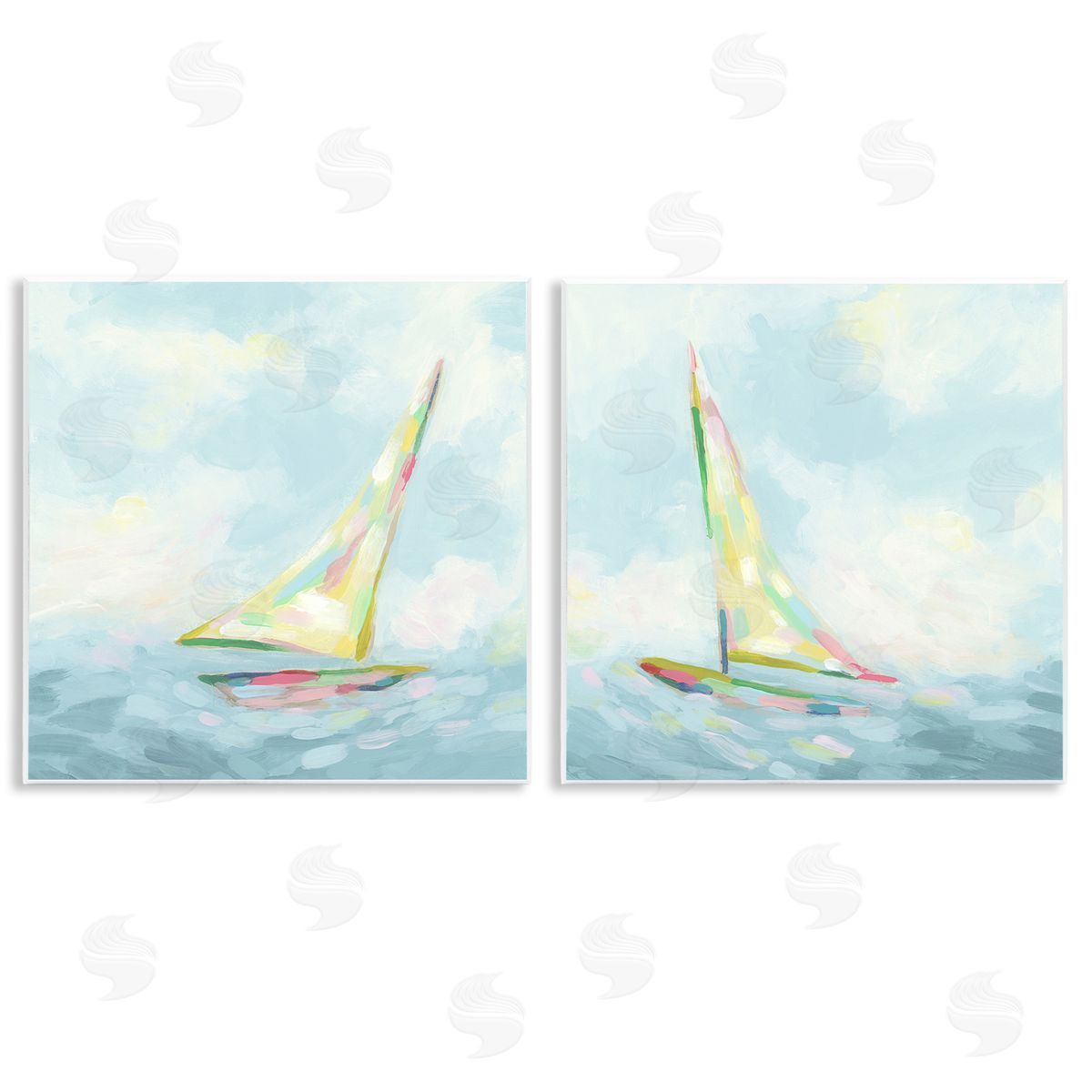 June Erica Vess Sailboats with Sea Waves Wooden Wall Plaque Art Print