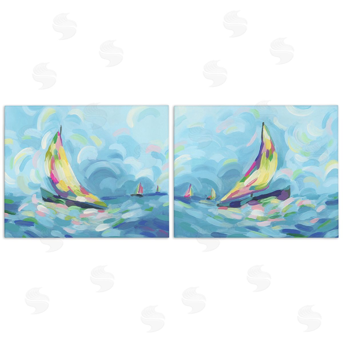 June Erica Vess Brushed Maritime Sailboats Canvas Wall Art Print
