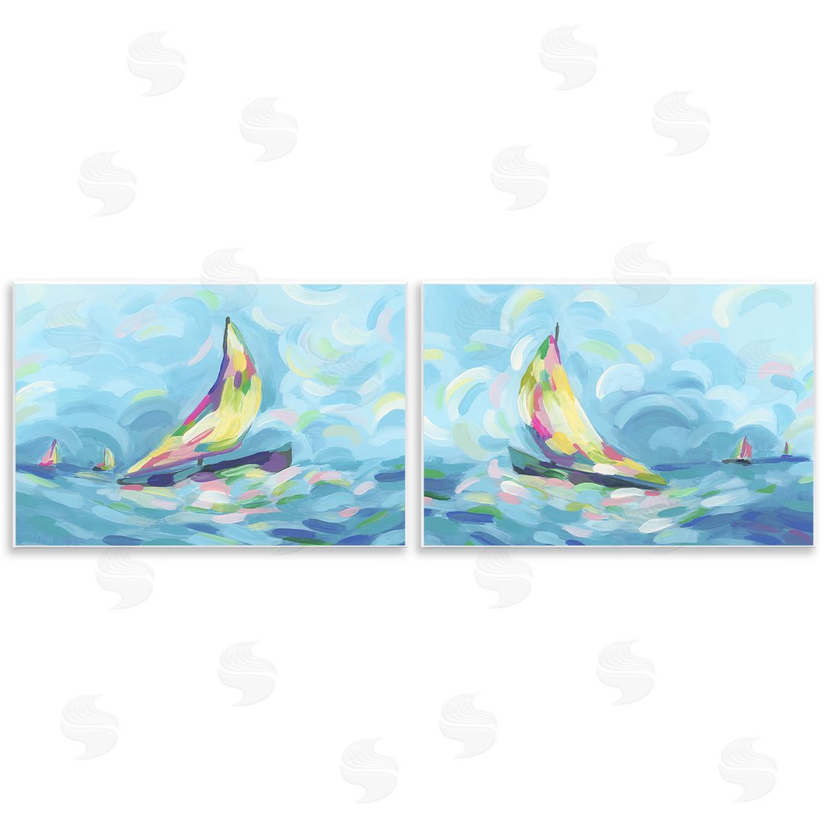 June Erica Vess Brushed Maritime Sailboats Wooden Wall Plaque Art Print