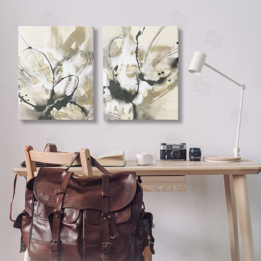 June Erica Vess Beige & Black Splatter Canvas Wall Art Print in Room