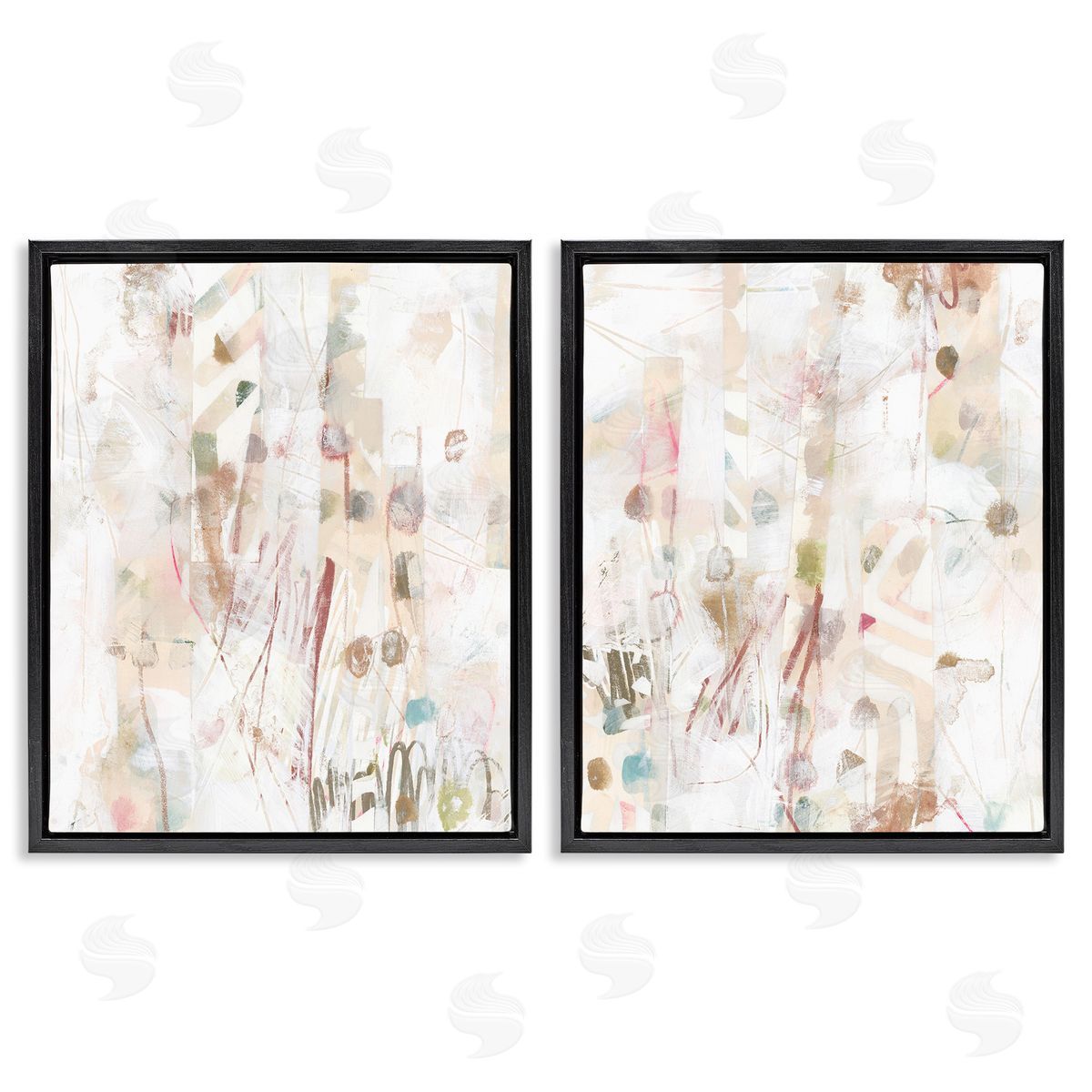 June Erica Vess Subtle Chaotic Patterns Black Floating Frame Canvas Wall Art Print
