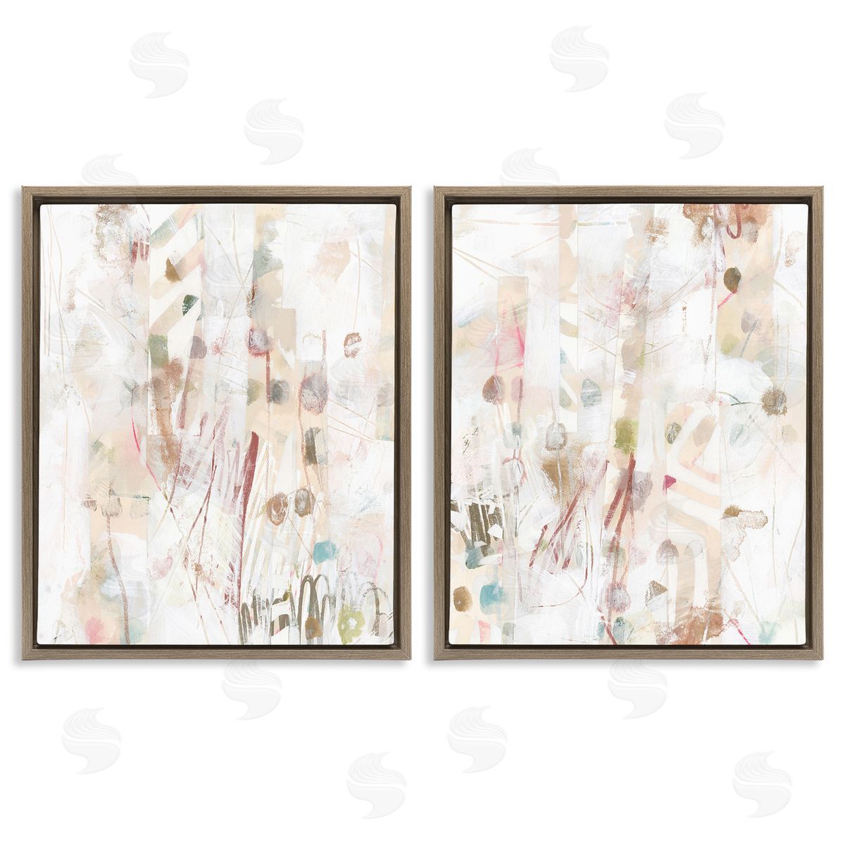 June Erica Vess Subtle Chaotic Patterns Brown Floating Frame Canvas Wall Art Print