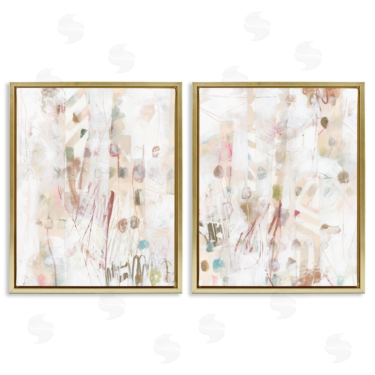 June Erica Vess Subtle Chaotic Patterns Gold Floating Frame Canvas Wall Art Print