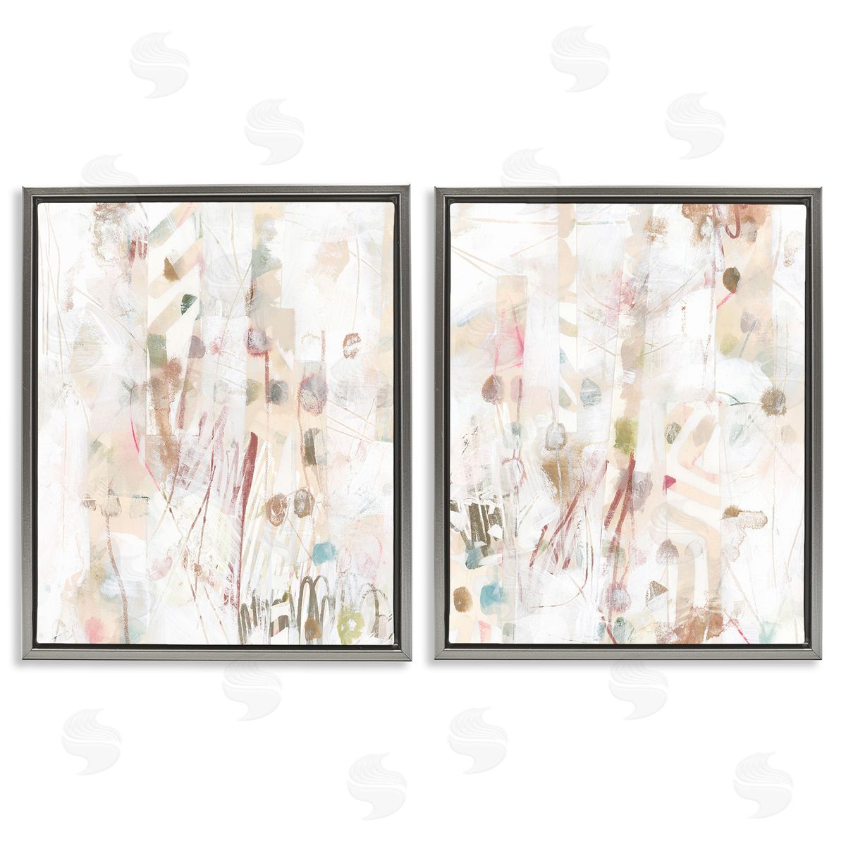 June Erica Vess Subtle Chaotic Patterns Gray Floating Frame Canvas Wall Art Print