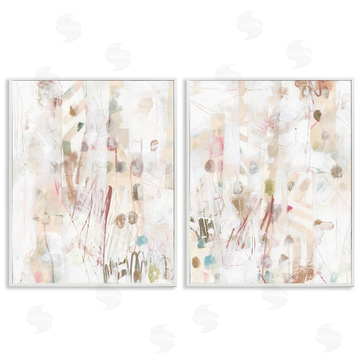 June Erica Vess Subtle Chaotic Patterns White Framed Giclee Wall Art Print