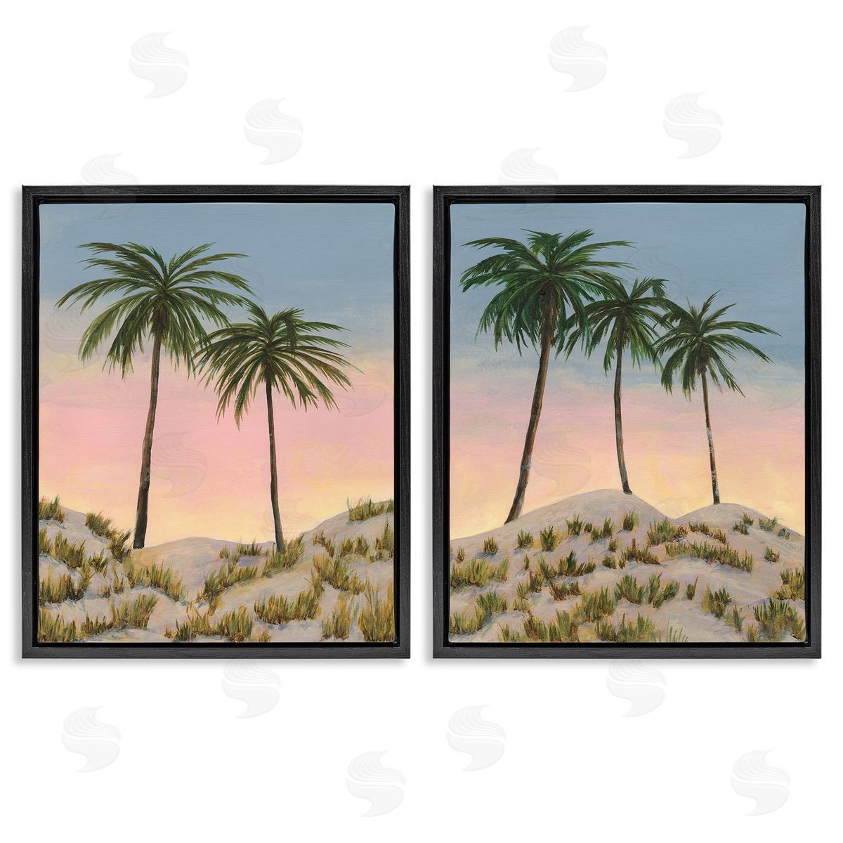 Michael Willett Sunrise Tropical Scene Black Floating Frame Canvas Wall Art Print