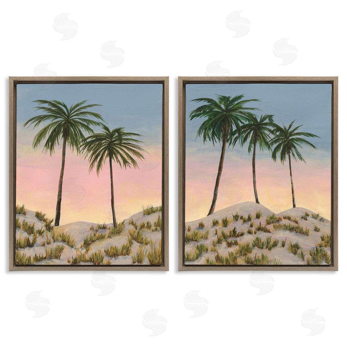 Michael Willett Sunrise Tropical Scene Brown Floating Frame Canvas Wall Art Print