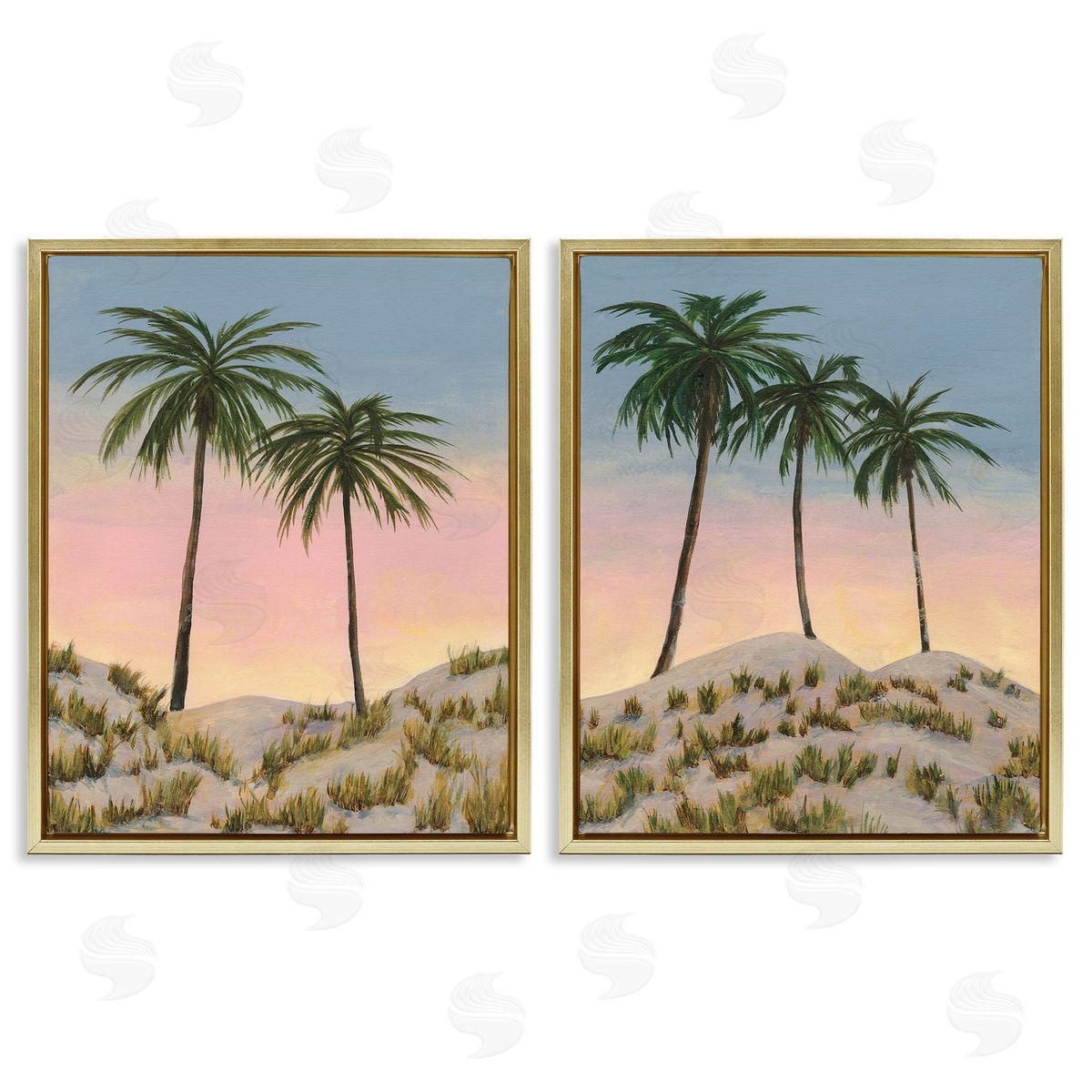 Michael Willett Sunrise Tropical Scene Gold Floating Frame Canvas Wall Art Print
