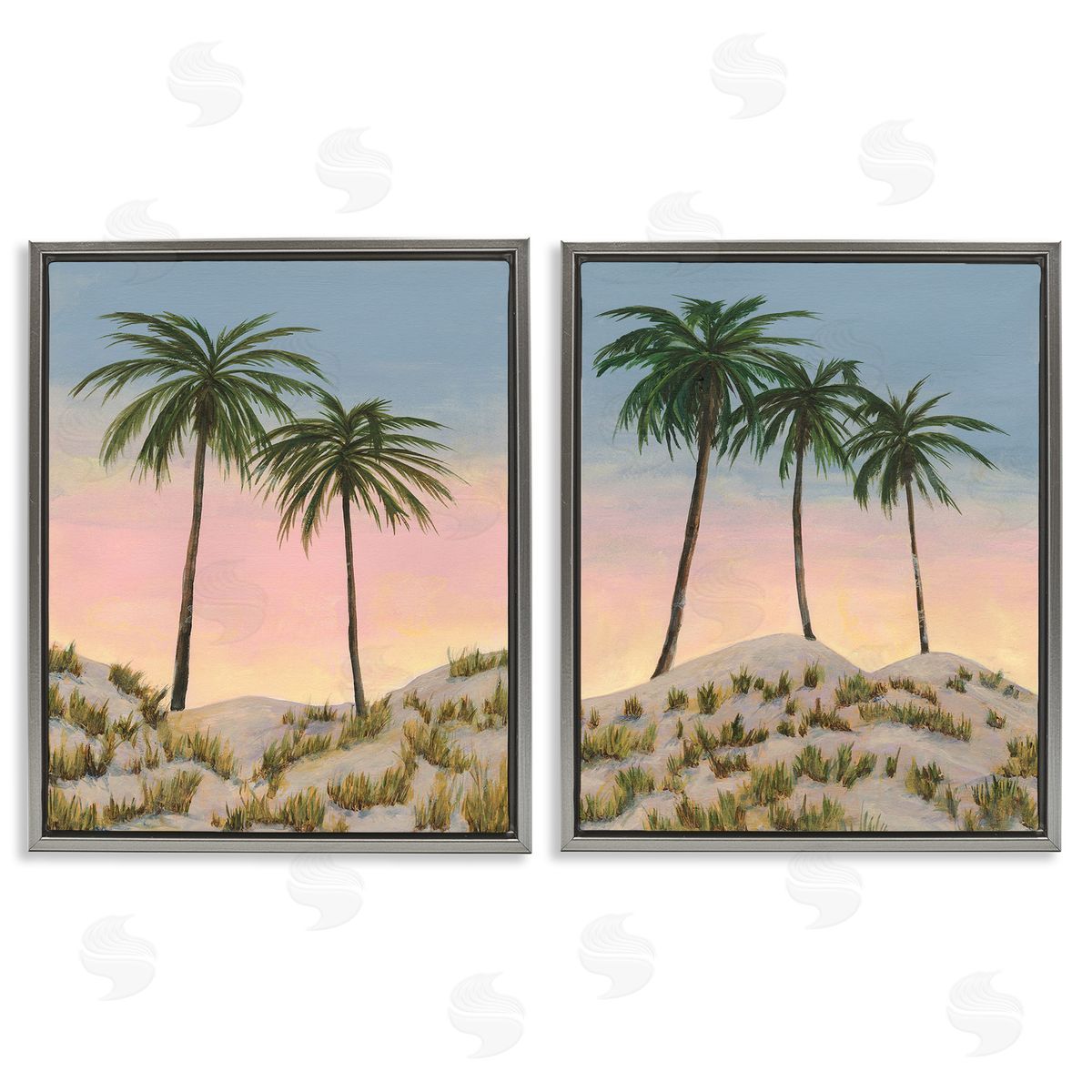 Michael Willett Sunrise Tropical Scene Gray Floating Frame Canvas Wall Art Print