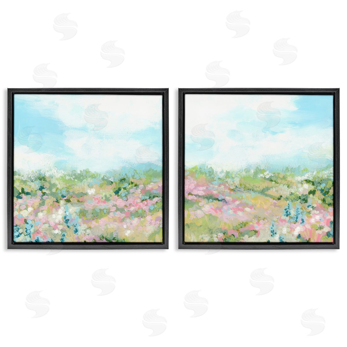 June Erica Vess Abstract Cottage Meadow Black Floating Frame Canvas Wall Art Print